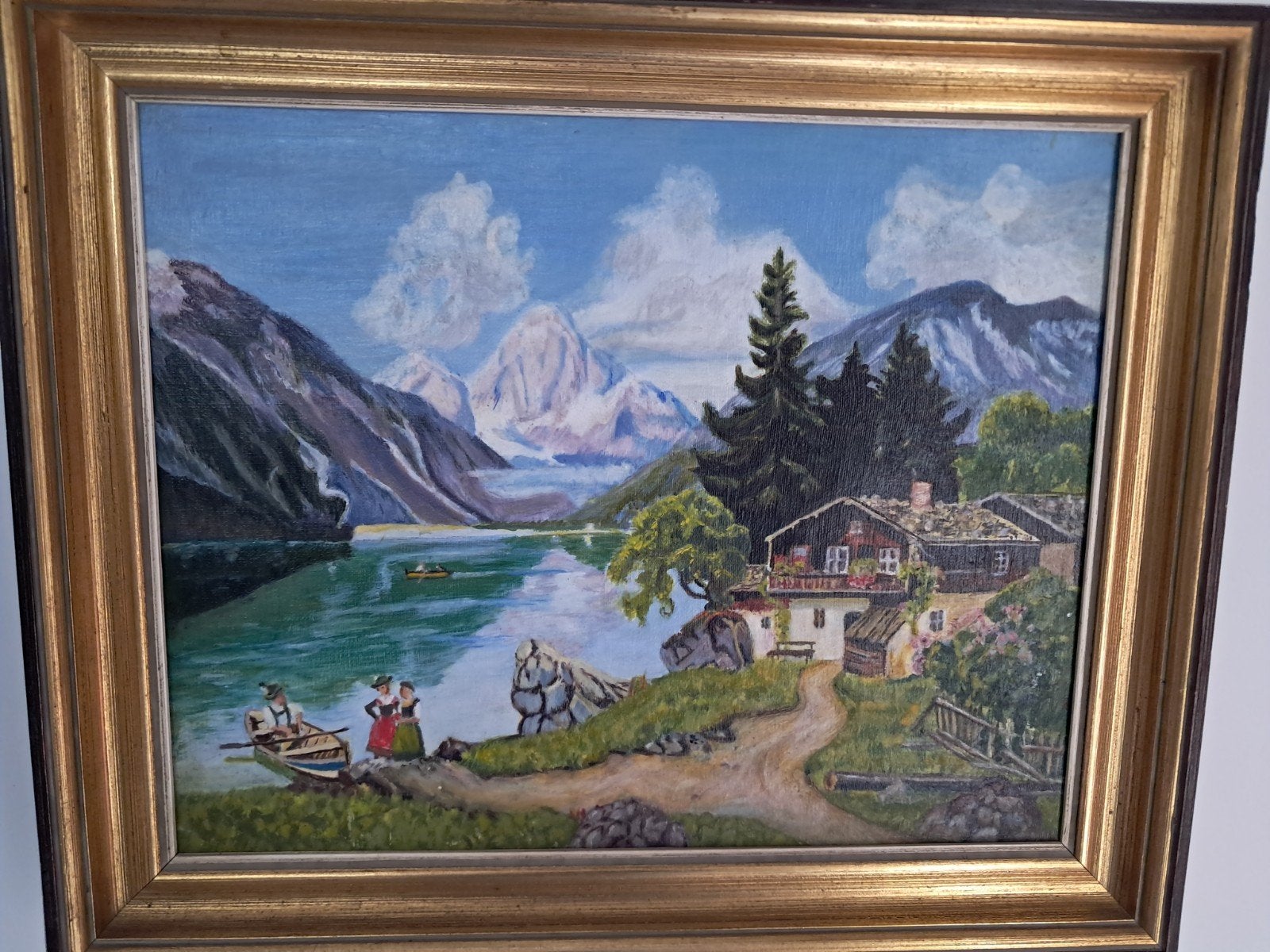 oud olieverfschilderij op doek (Tirol, Oostenrijk), Ophalen, Doek