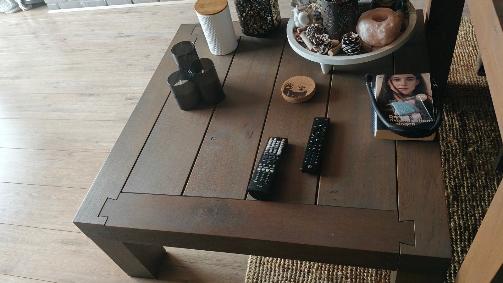 Vol houten Salontafel, Huis en Inrichting, Tafels | Salontafels, Ophalen