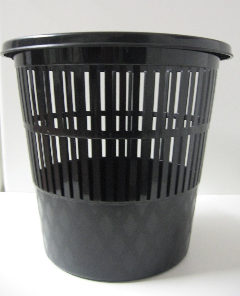 Ronde zwarte prullenbak in pvc, hoogte 27 cm., Huis en Inrichting, Ophalen, Zo goed als nieuw
