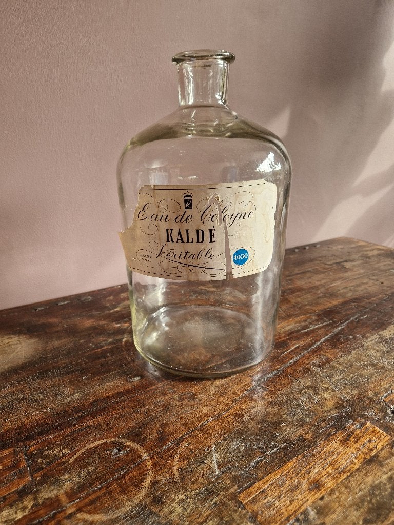 Vintage glazen  Toonbankfles van Eau de Cologne merk Kaldé, Verzamelen, Parfumverzamelingen, Ophalen, Gebruikt, Parfumfles