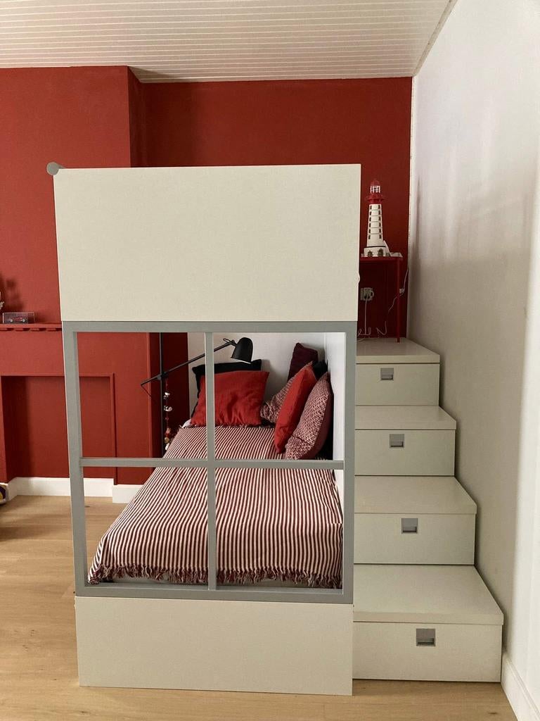 Stapelbed/hoogslaper/trap met lades/wit, Ophalen, Gebruikt, Stapelbed