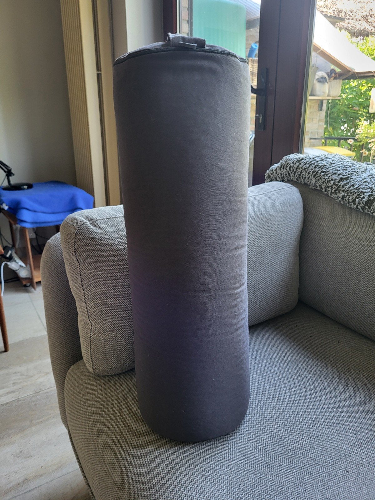 yoga bolster met boekweitvulling, antraciet, Ophalen, Zo goed als nieuw, Yoga-accessoire