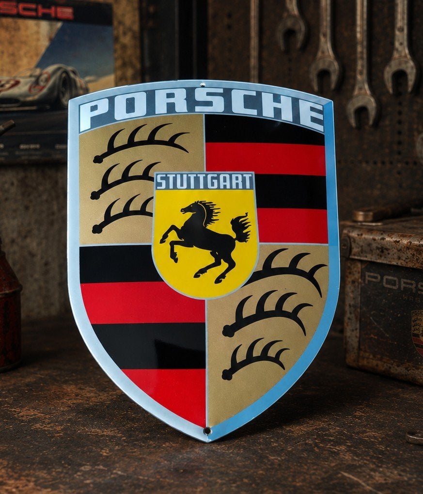 Porsche emaille plaat, Verzamelen, Ophalen of Verzenden, Zo goed als nieuw, Reclamebord