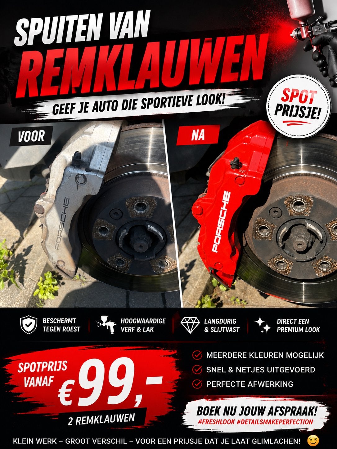 REMKLAUWEN LATEN SPUITEN? EEN SPORTIEVE UPGRADE!, Autos : Divers, Autos divers Autre, Enlèvement