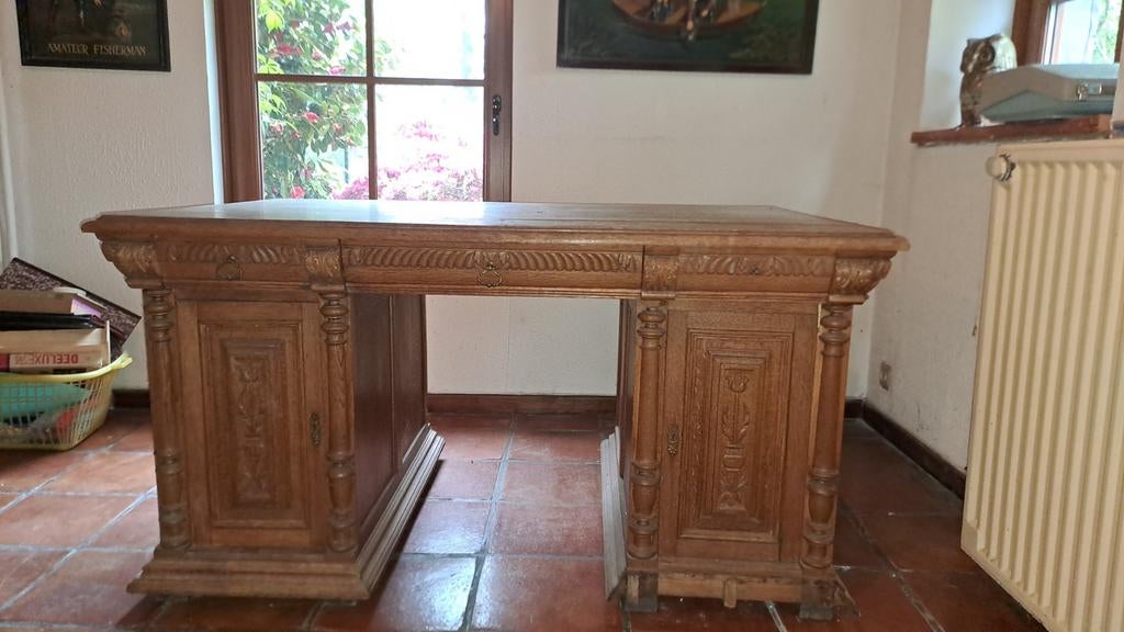 Bureau en chêne massif, Antiquités & Art, Enlèvement
