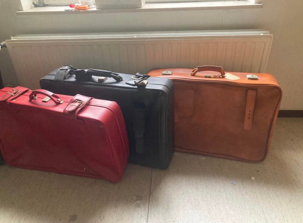 Setje van 3 zeer mooie leren antieke reiskoffers, Ophalen, Zo goed als nieuw