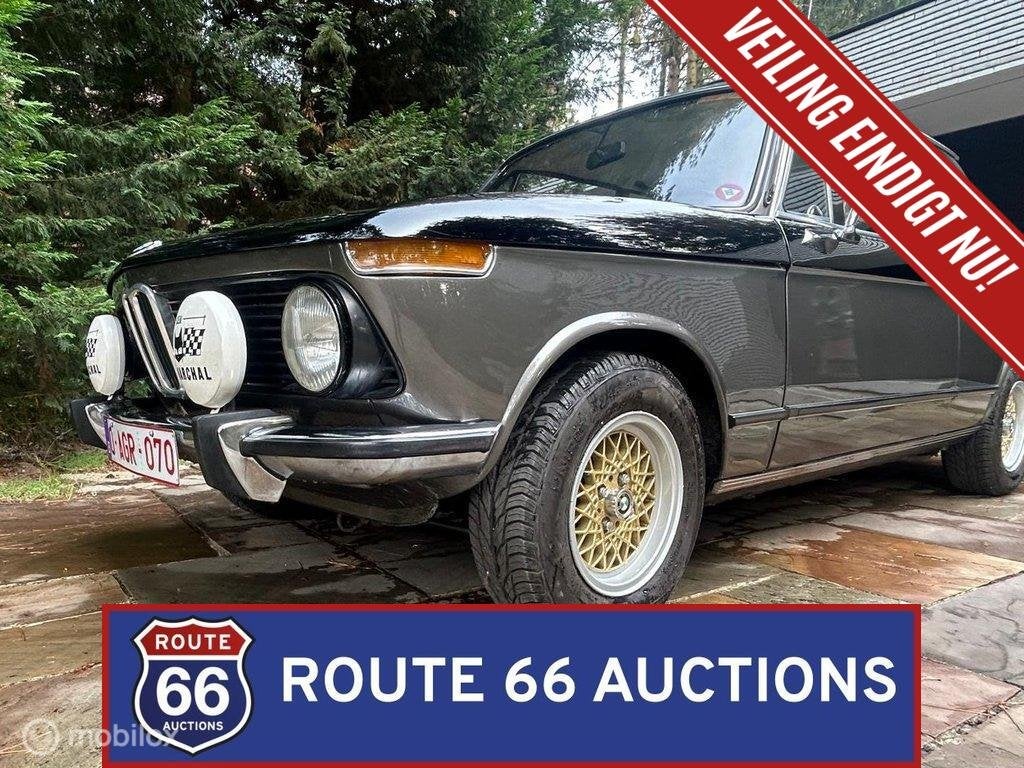 BMW 2002 Ti | 1975 | Route 66 Auctions, Auto's, Oldtimers, Zwart, Bedrijf, Handgeschakeld, Overige carrosserie