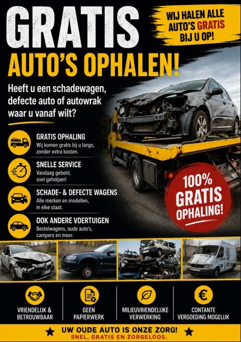 wij halen gratis autowrakken op, Auto's, Particulier, Te koop