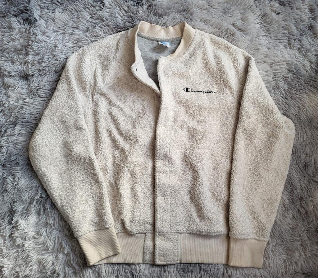 Champion Sherpa „Teddy Fleece” beige bomberjack - maat M, Maat 48/50 (M), Beige, Champion, Ophalen of Verzenden