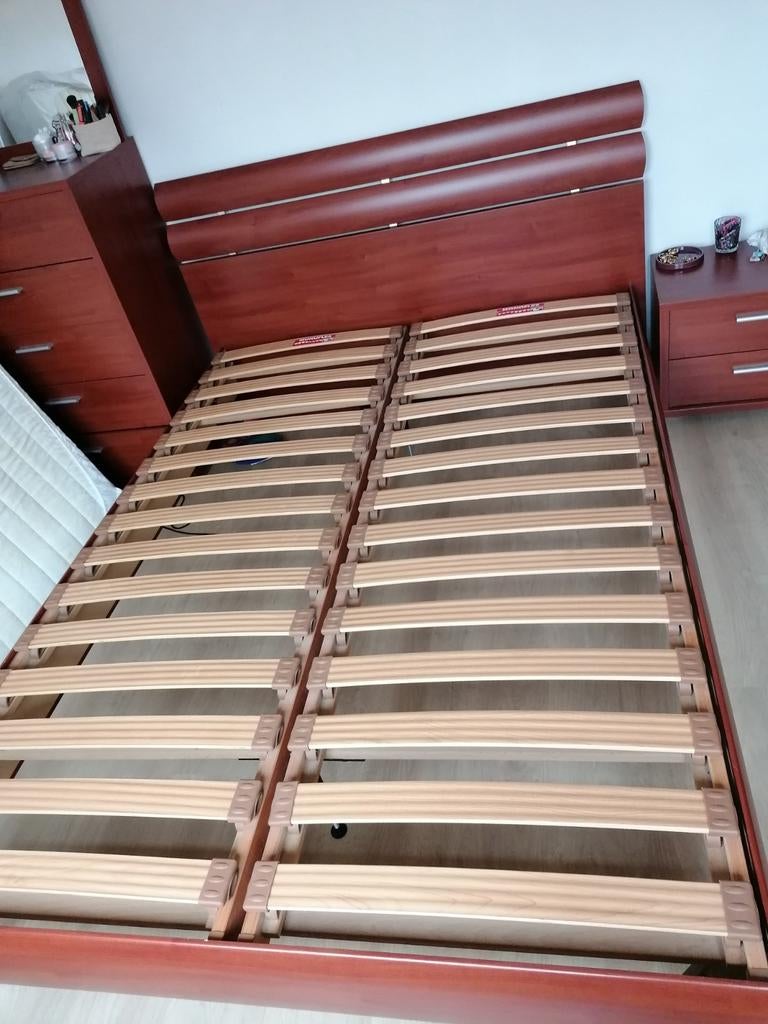 Bed + kast+ 2 nachttafeltjes, Ophalen, 140 cm