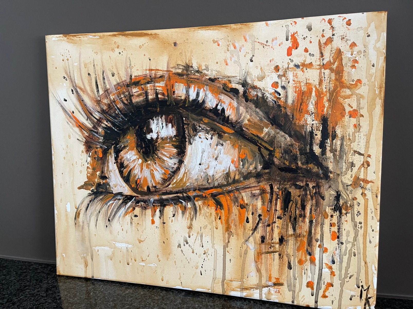 Peinture moderne originale pour les yeux - Mk Art, Antiquités & Art, Art | Peinture | Moderne, Enlèvement ou Envoi, Signé, Peinture acrylique