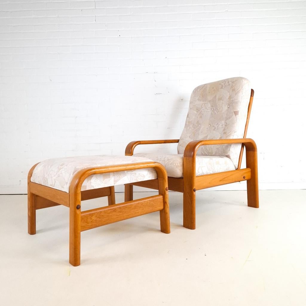 Vintage fauteuil met hocker Deens design teak jaren 70, Ophalen