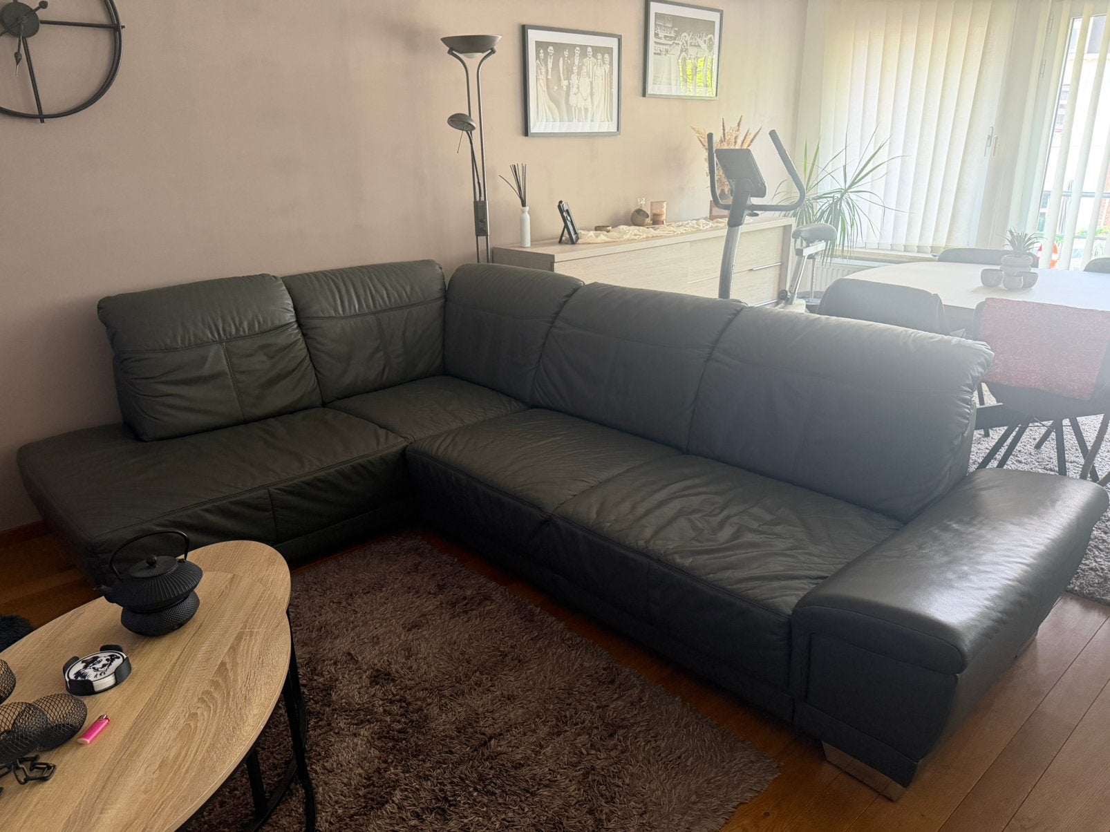 Lederen hoeksalon, Huis en Inrichting, Ophalen, Zo goed als nieuw