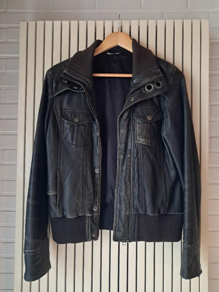 Leren jasje, Kleding | Dames, Maat 38/40 (M), Zwart, Ophalen of Verzenden, Jasje