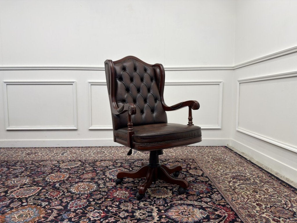 Klassiek Engels Chesterfield Bureaustoel, Antiek en Kunst, Ophalen