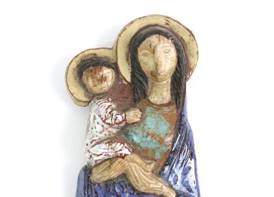 Amphora Rogier Vandeweghe Wandplaque Maria met kind jaren 60, Ophalen of Verzenden
