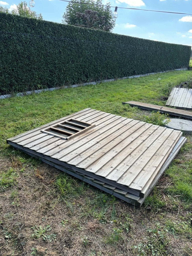 Houten panelen tuinhuis, 250 à 300 cm, Utilisé, Abri de jardin, Bois