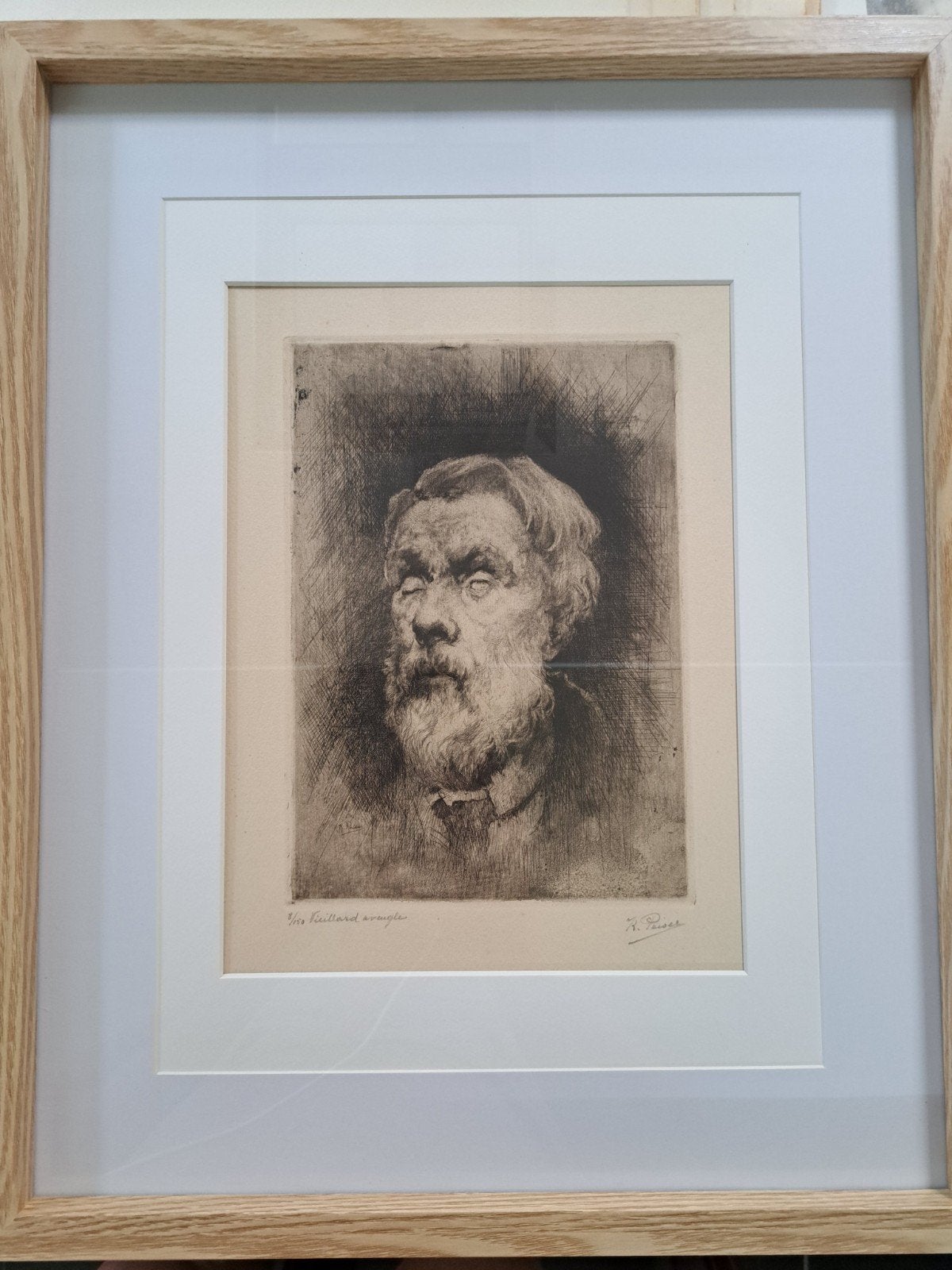 PEISER Kurt  "Vieillard aveugle" ets, Ophalen of Verzenden, Ets, Genummerd
