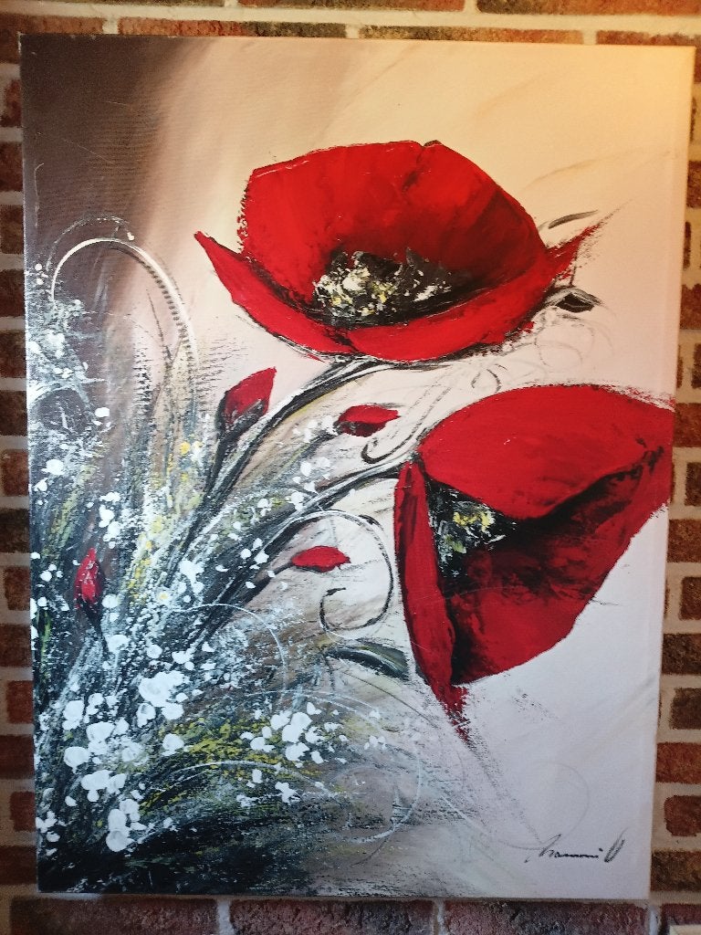 schilderij Klaprozen/poppies, Antiek en Kunst, Kunst | Schilderijen | Klassiek, Gesigneerd, Print, Ophalen, Bloemen