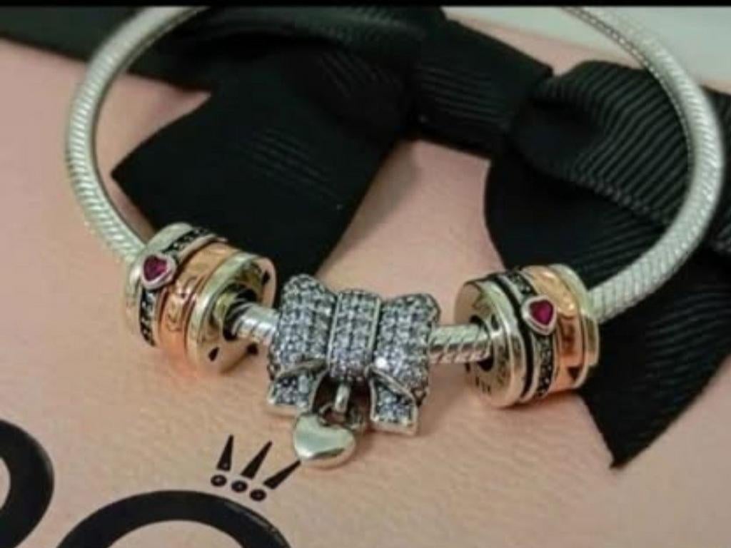 Bracelet Pandora + 3 charmes, Enlèvement ou Envoi, Argent, Pandora