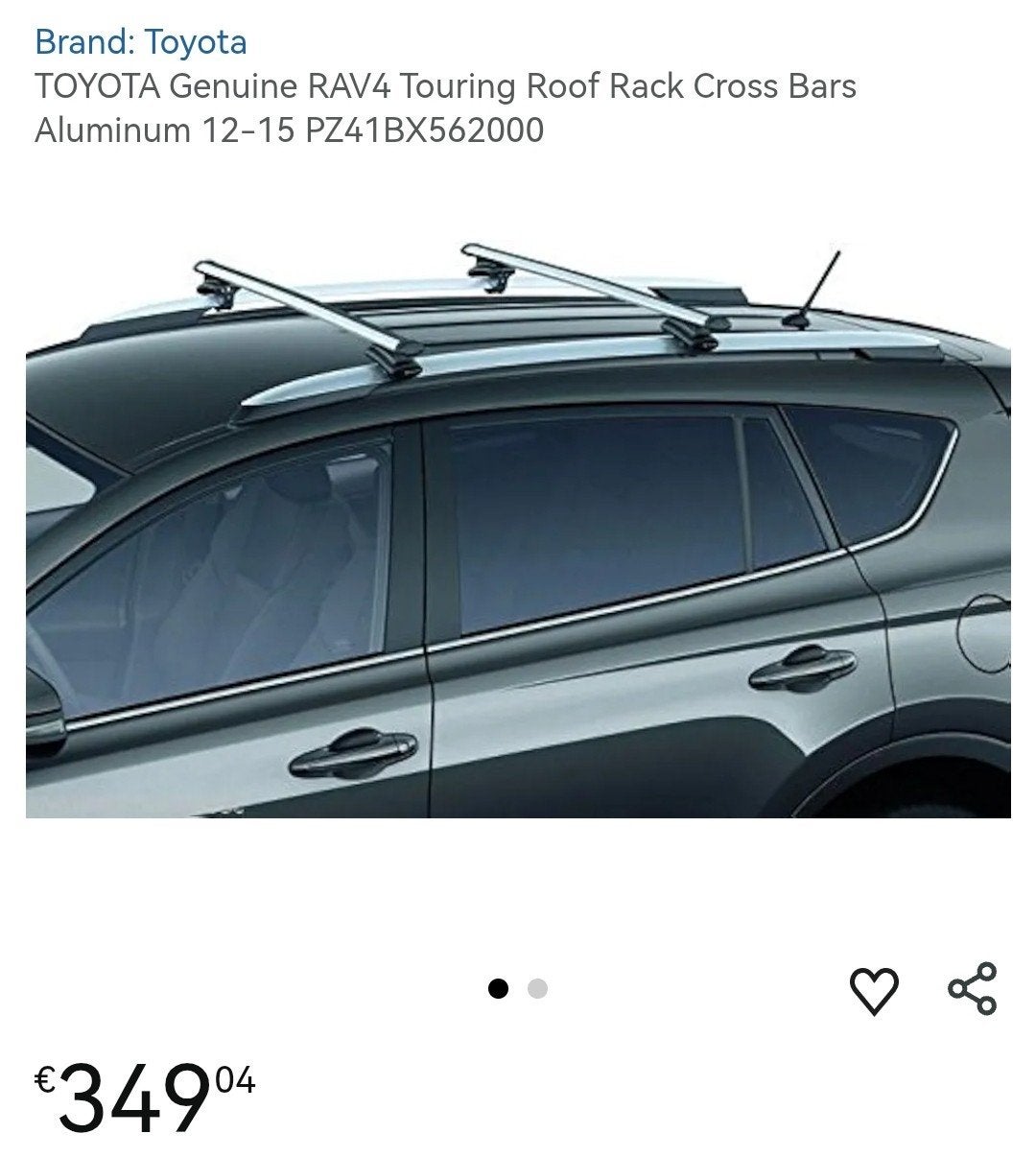 Toyota barres de toit d'origine, Enlèvement