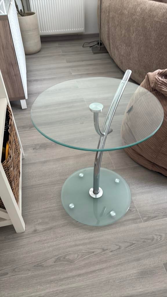 Bijzettafel glas, Huis en Inrichting, Ophalen, Nieuw, Rond, Glas