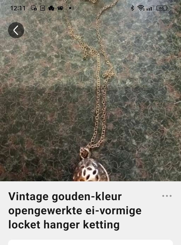 eivormige hanger met ketting, Ophalen of Verzenden, Goud