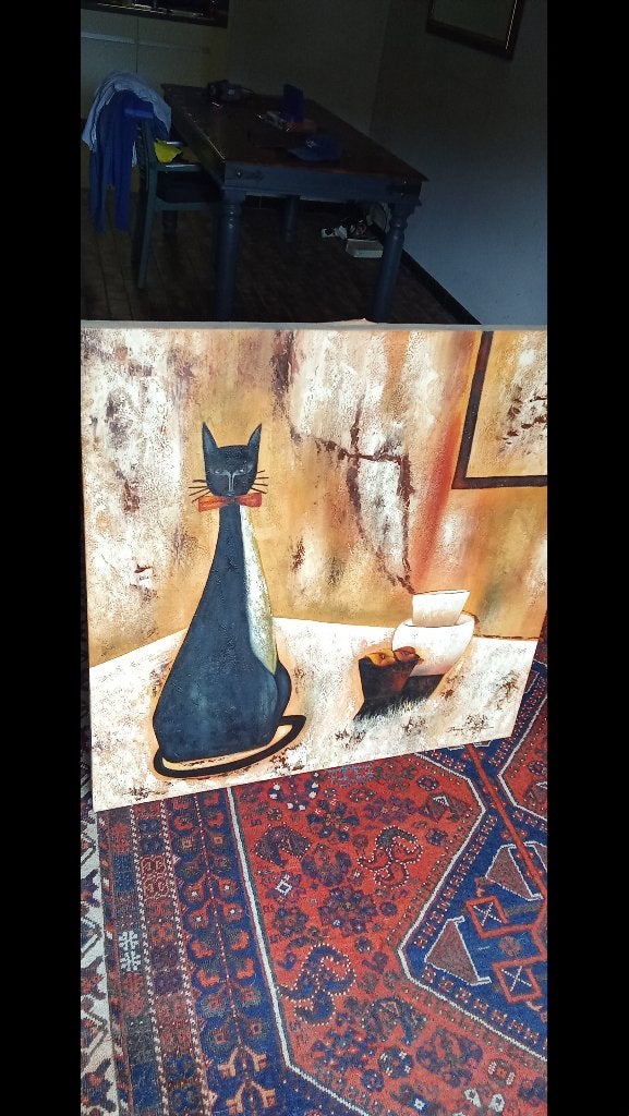 Schilderij poes 1meter bij 1meter, Enlèvement