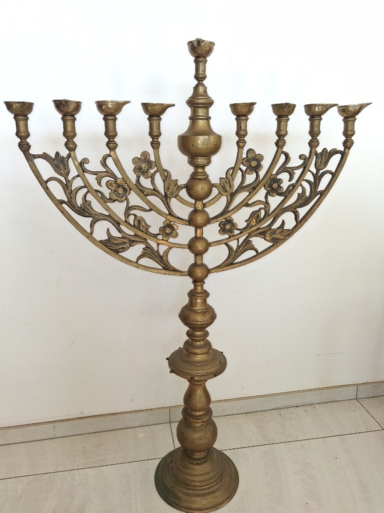Zeldzame grote antieke Chanukah Menorah, Ophalen, Koper