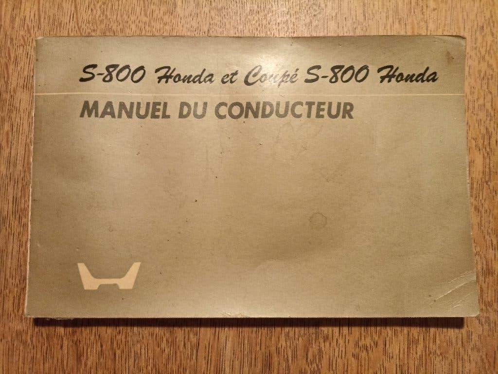 Manuel du conducteur Honda S800, Enlèvement ou Envoi