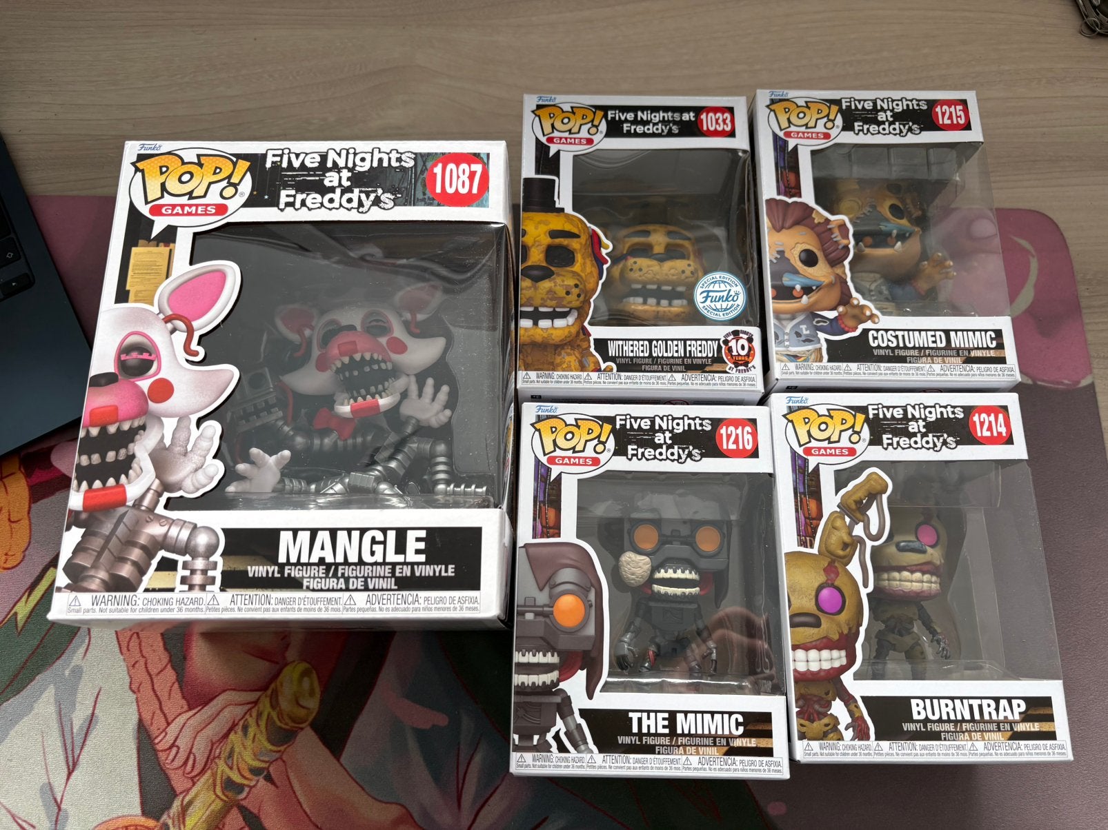 Funko Pop! Mangle, Withered Golden Freddy, Burntrap & Mimic, Enlèvement ou Envoi, Comme neuf