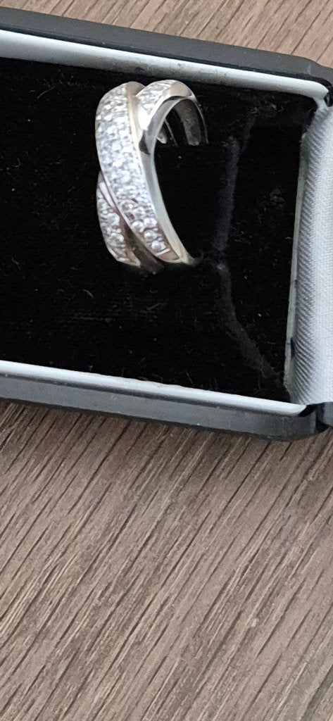 gouden ring met diamanten, Bijoux, Sacs & Beauté, Comme neuf, Enlèvement, Blanc, Femme