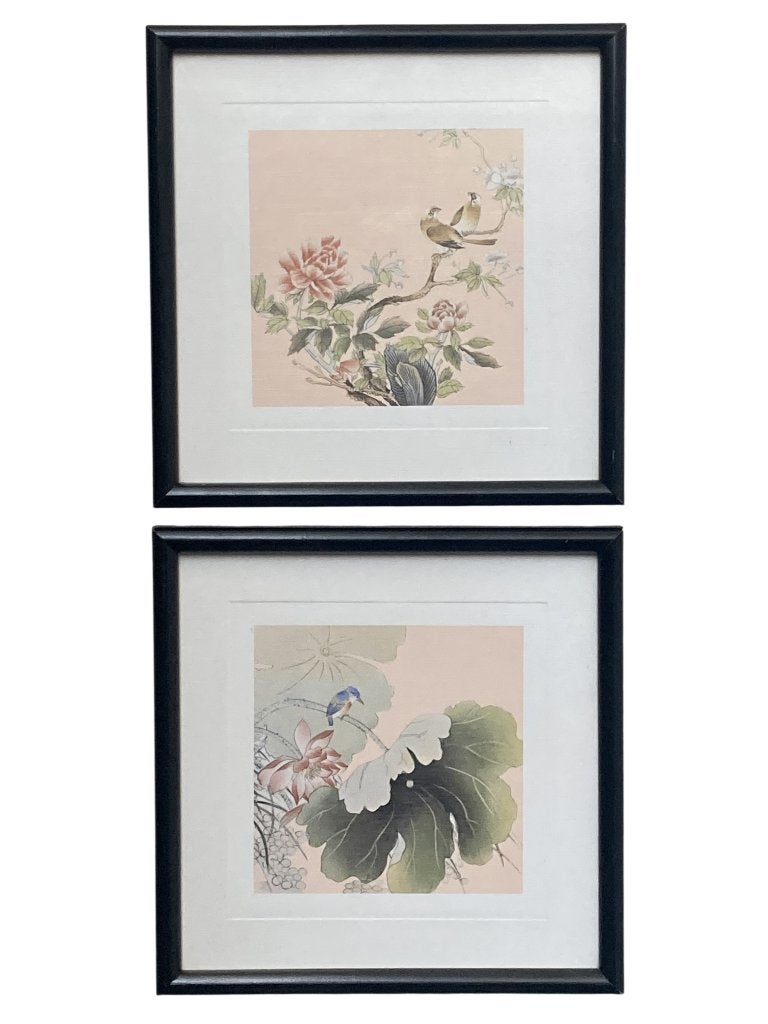 2 reproductions d'art d'inspiration asiatique 19x19 cm, Maison & Meubles, Autres types, Enlèvement ou Envoi, 19 cm, Sous verre