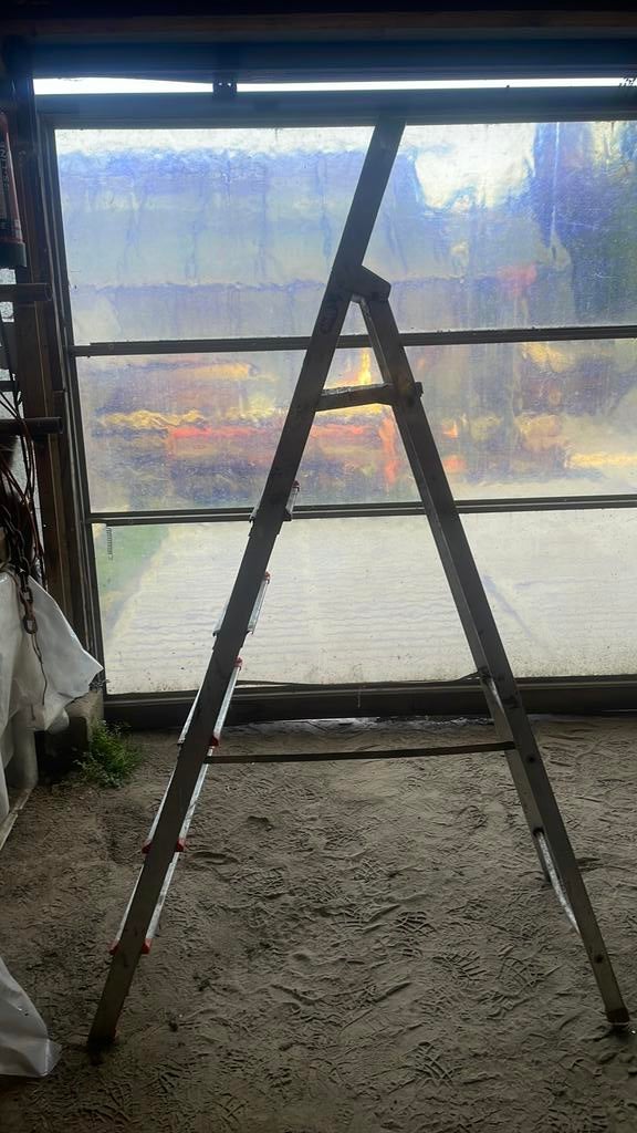 Aluminium trapladder, Doe-het-zelf en Bouw, Ladders en Trappen, Ophalen, Gebruikt, Trap, Opvouwbaar of Inschuifbaar