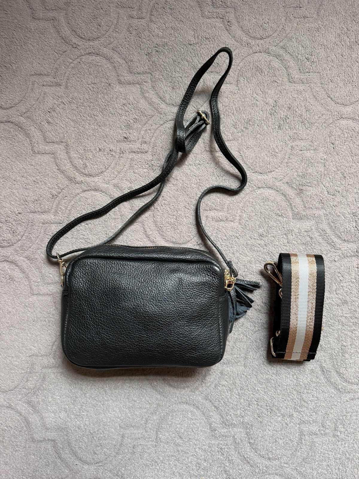 NOUVEAU sac à bandoulière en cuir italien | 2 bretelles, Enlèvement ou Envoi, Neuf, Noir, Cuir