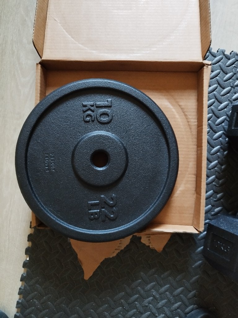 decathlon schijven en ez curl bar, Ophalen, Nieuw