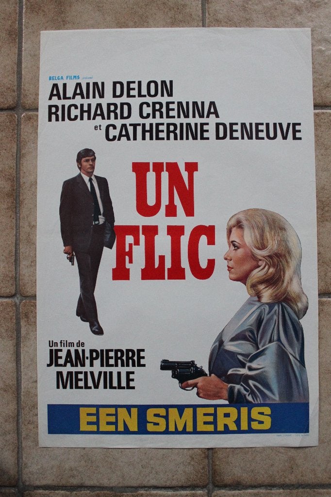 filmaffiche Alain delon un flic 1972 filmposter, Rechthoekig Staand, Ophalen of Verzenden, Zo goed als nieuw, A1 t/m A3