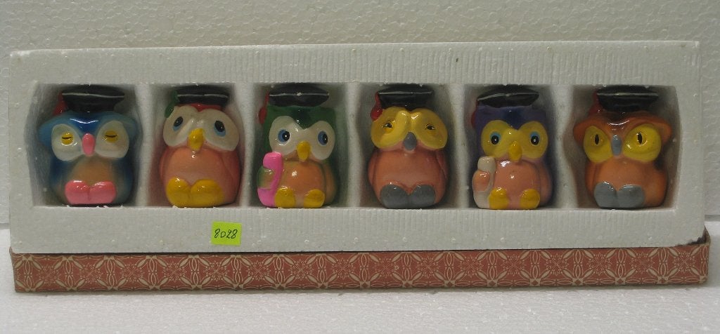 Set / 6 porseleinen uiltjes - potloodscherpers - 8028, Ophalen