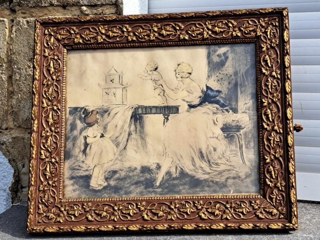 lithographie aquarelle epreuve d artiste signe louis icart, Antiek en Kunst, Ophalen of Verzenden