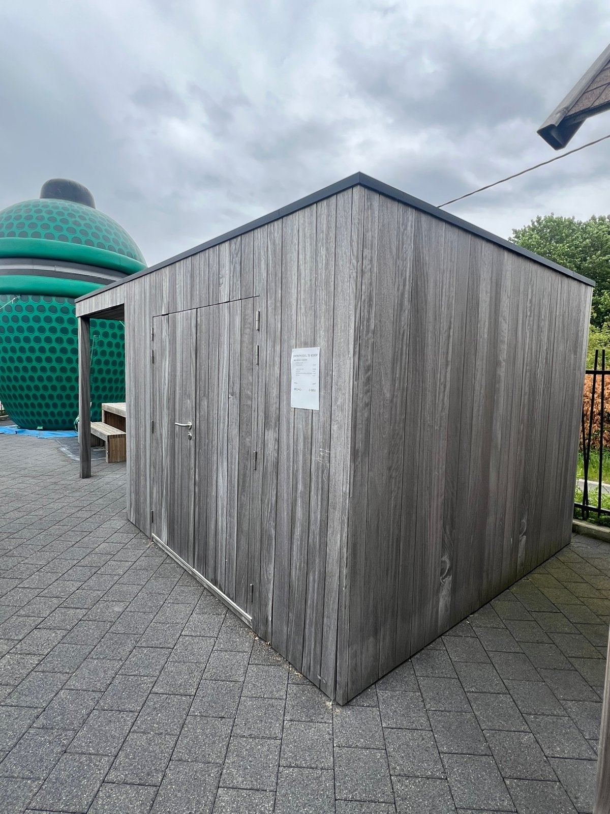 Tuinhuis BOX Iroko 3x3 + luifel 2x3, Tuin en Terras, Bergingen en Tuinkasten, Zo goed als nieuw, Hout, Ophalen