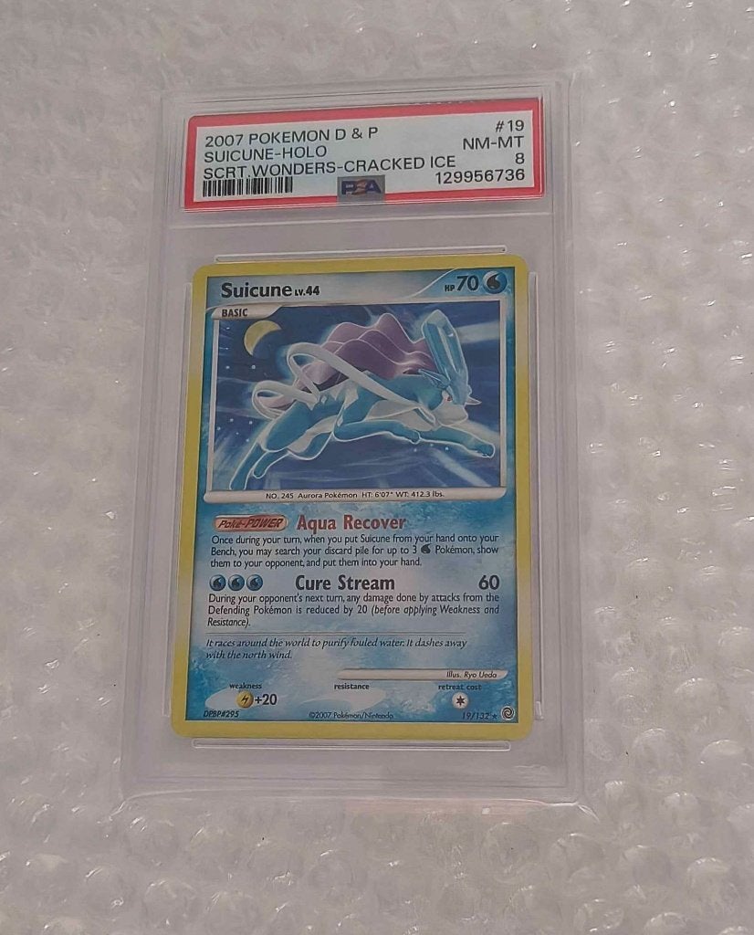 Pokemon Suicune secret wonders cracked ice PSA 8, Hobby en Vrije tijd, Verzamelkaartspellen | Pokémon, Ophalen of Verzenden, Zo goed als nieuw