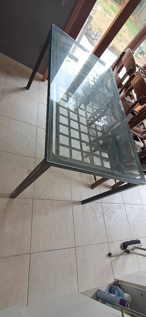 Glazen eettafel, Ophalen, Gebruikt, 100 tot 150 cm, 50 tot 100 cm