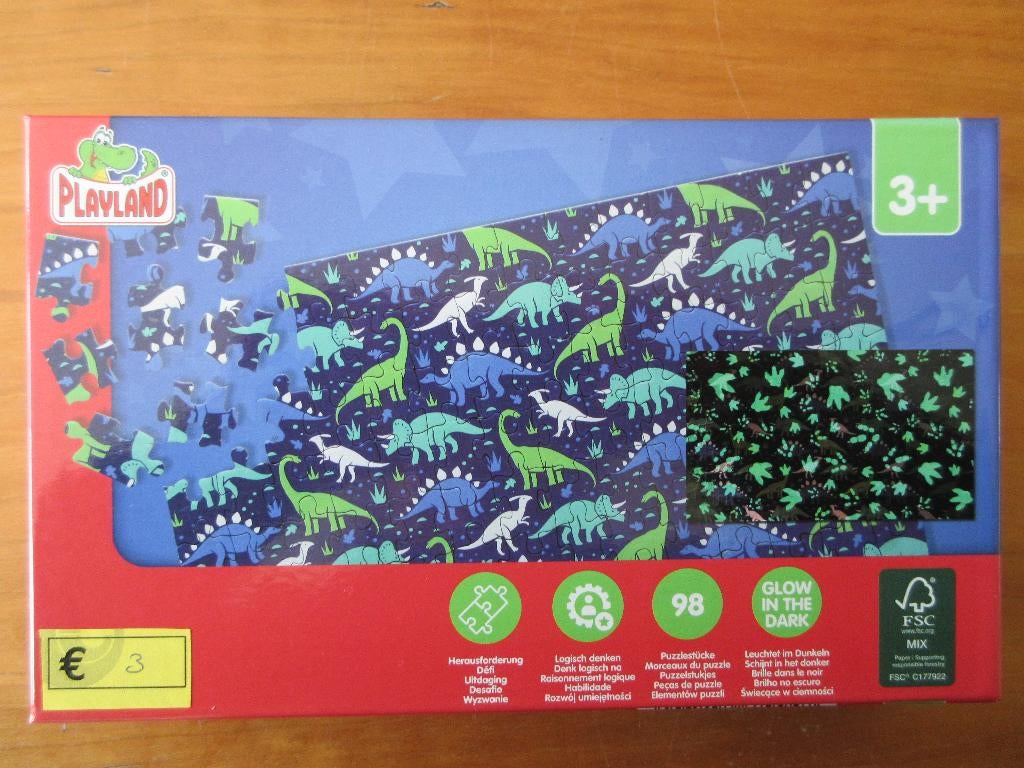 Puzzel Playland dino's glow in the dark, Ophalen of Verzenden, Zo goed als nieuw