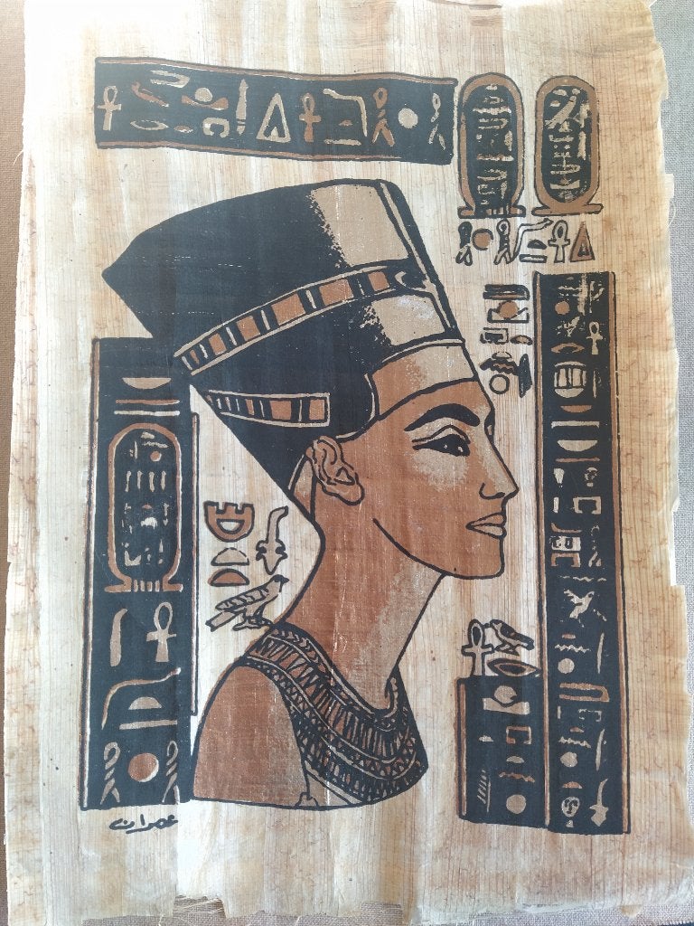 Egyptisch tafereel op papyrus+boek Toetanchamon-Edwards, Ophalen of Verzenden, Afrika
