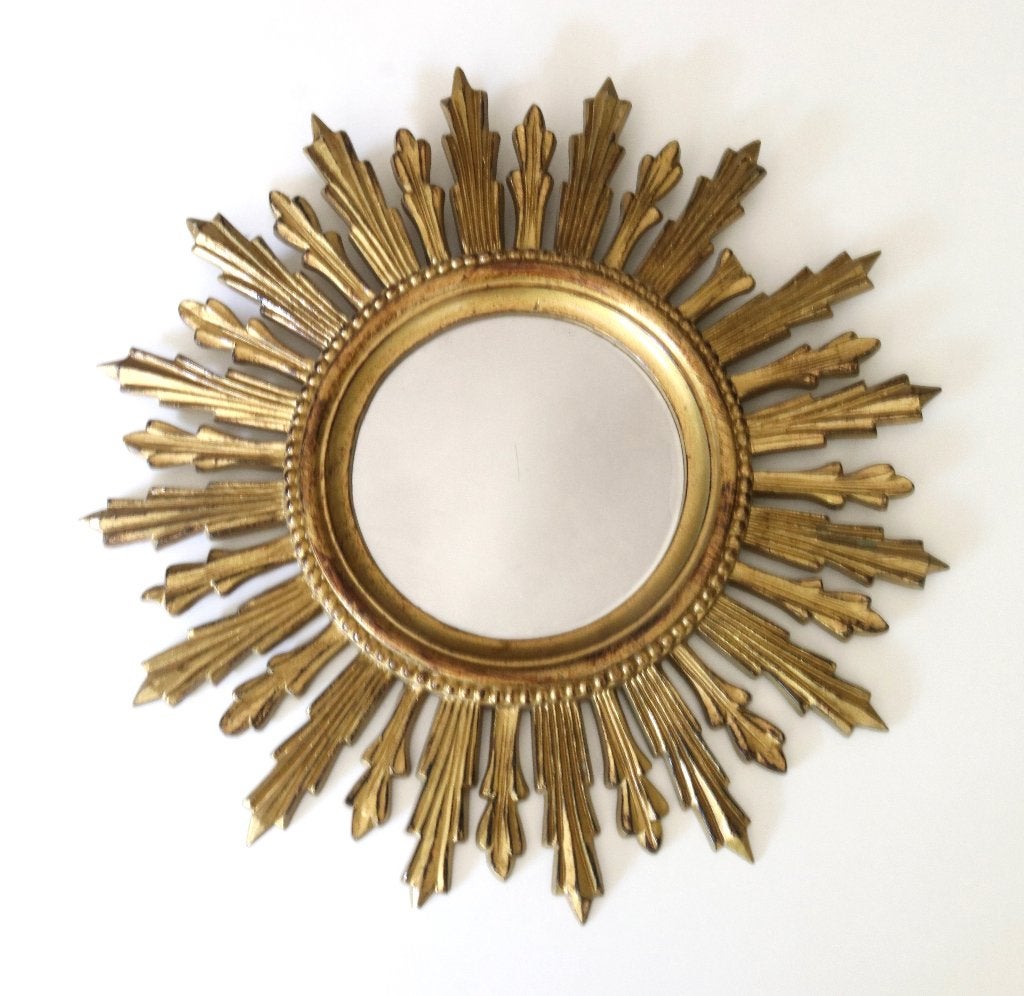 vintage Italiaanse zonnespiegel sunburst spiegel jaren 60, Antiek en Kunst, Ophalen