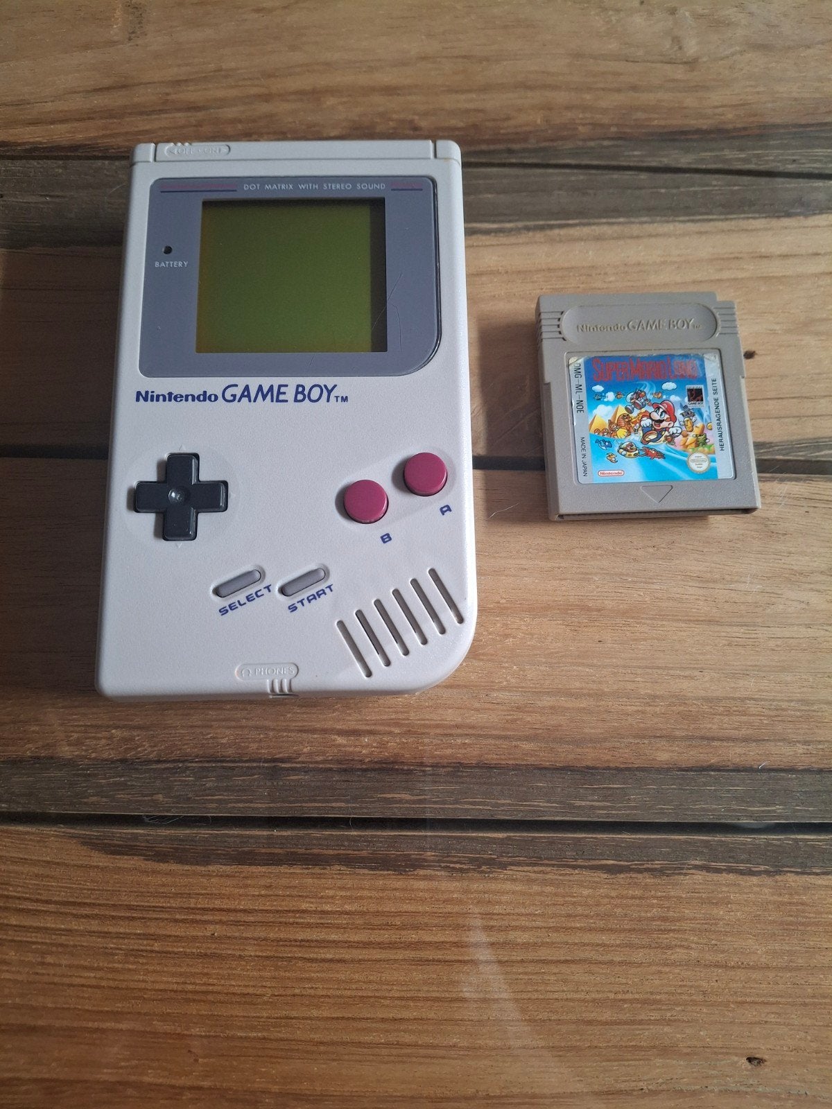 Oude grijze Nintendo Game Boy + spel Super Mario Land, Ophalen