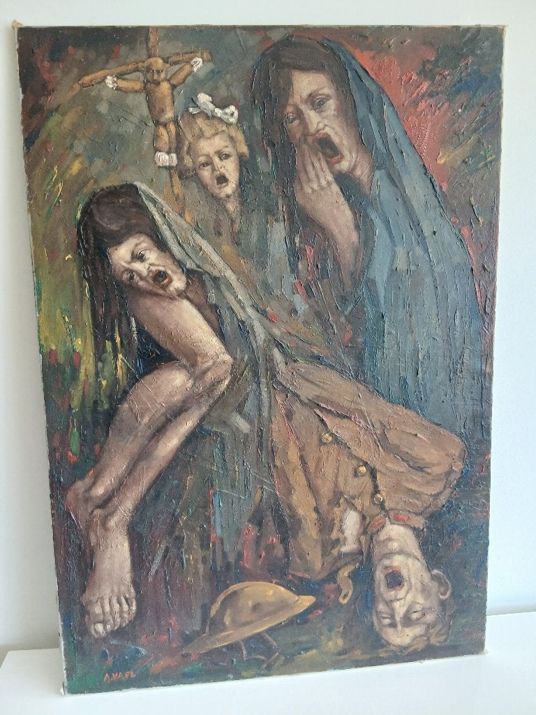 Peinture à l'huile surréaliste Albert Vael 100 cm x 70 cm, Antiquités & Art, Art | Peinture | Classique, Enlèvement, Signé, Toile