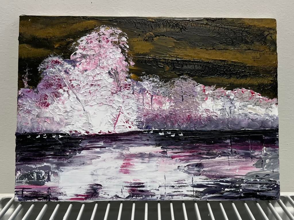 Acrylverf op houten plaat, Ophalen