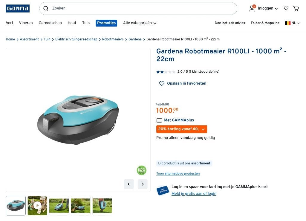 GARDENA smart SILENO R100LiC robot grasmaaier robomaaier, Ophalen, Zo goed als nieuw