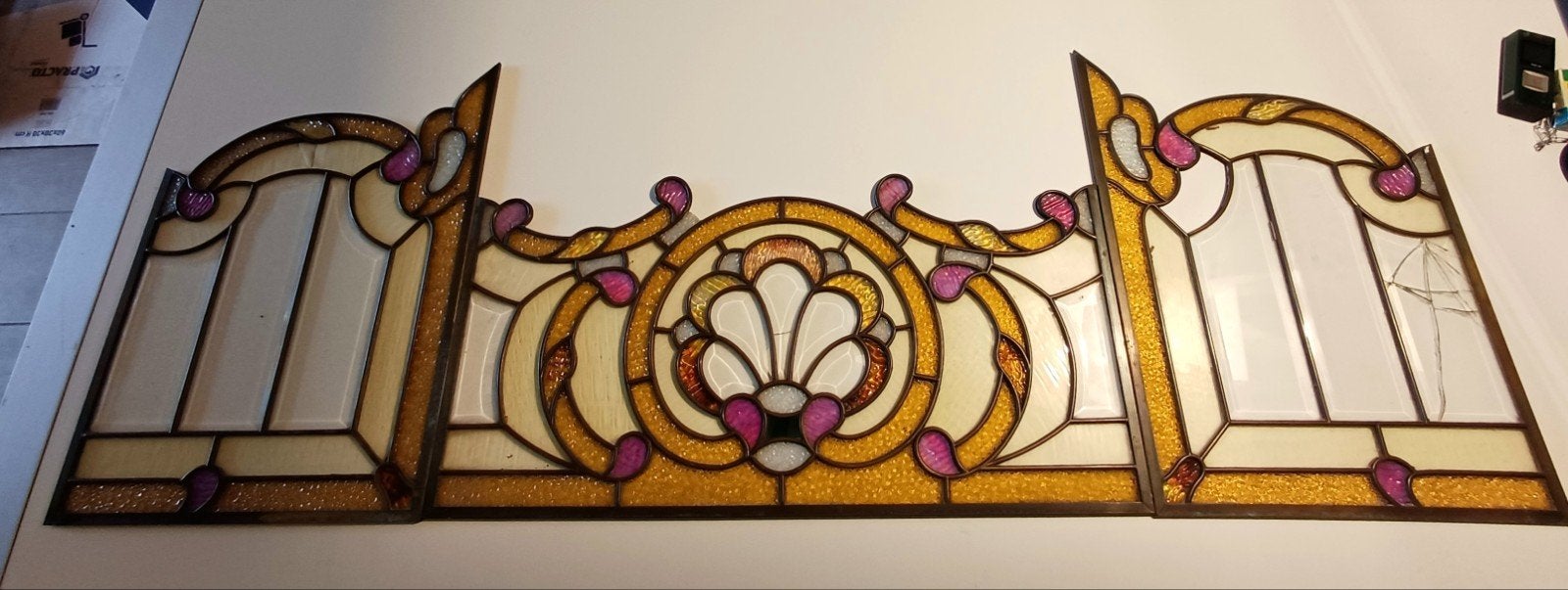 Antiek glas-in-lood 3 panelen van 1915, Ophalen